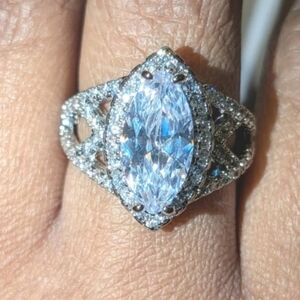Solitaire W/Accents Rings 14k White Gold Plated 8 Ct Simulated Marquise Diamond8